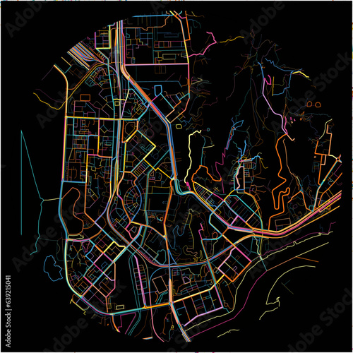 Colorful Map of NaviMumbai, Maharashtra with all major and minor roads.