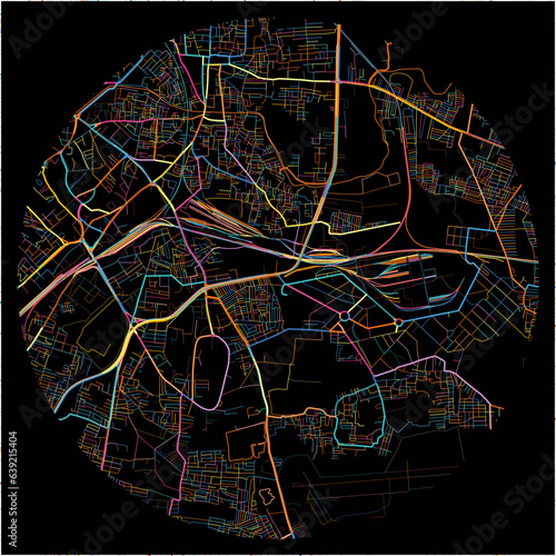 Colorful Map of Tiruchirappalli, Tamil Nadu with all major and minor roads.