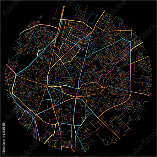 Colorful Map of Bareilly, Uttar Pradesh with all major and minor roads. photo