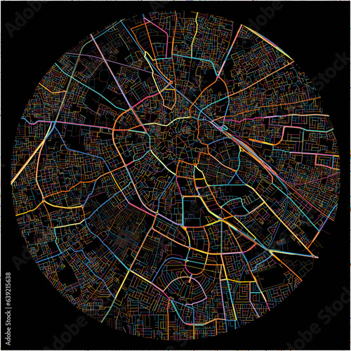 Colorful Map of Jalandhar, Punjab with all major and minor roads. photo
