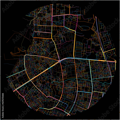 Colorful Map of Bhubaneswar, Odisha with all major and minor roads.