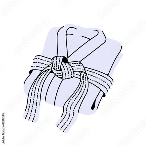 Martial arts judo, brazilian jiu-jitsu, karate kimono gi, vector flat illustration.