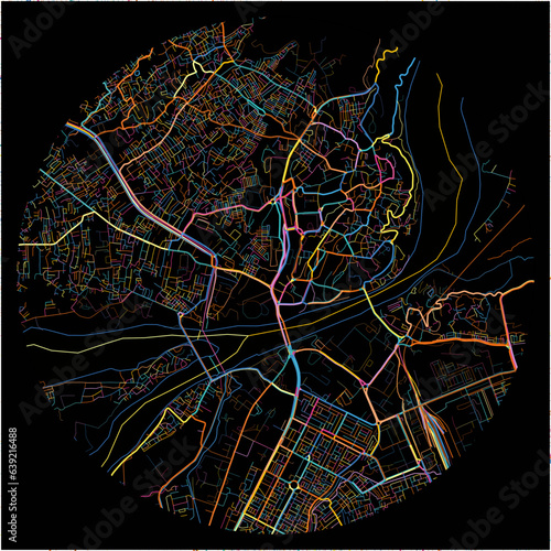 Colorful Map of Jammu with all major and minor roads.