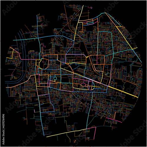 Colorful Map of Sangli-Miraj, Maharashtra with all major and minor roads.