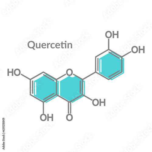 Quercetin or Vitamin P. Plant Flavonol from the Flavonoid Group of Polyphenols. Structural Chemical Formula