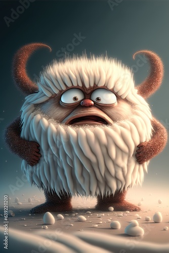 Yeti monster cartoon character. Generative Ai photo