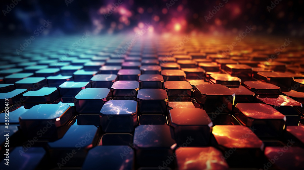 Obraz premium metal texture of rhombuses with bright light, minimalistic background, ai generative