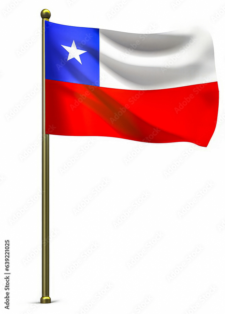 3d illustration of the Chile flag with pole 3d illustration of the Chile flag with pole