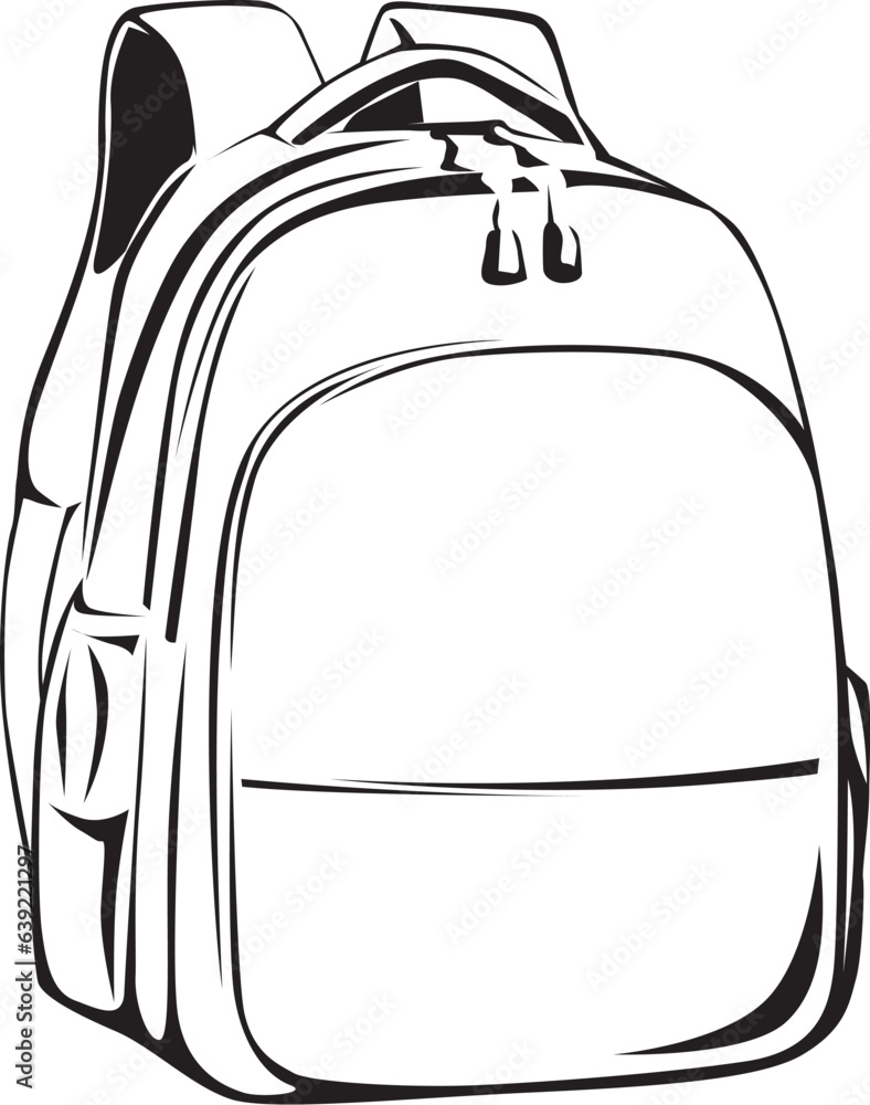 ręcznie rysowany stylizowany plecak szkolny - obrazy, fototapety, plakaty 