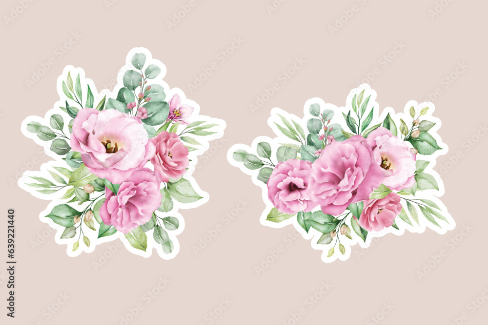 lisianthus flowers bouquets and branches stickers illustration