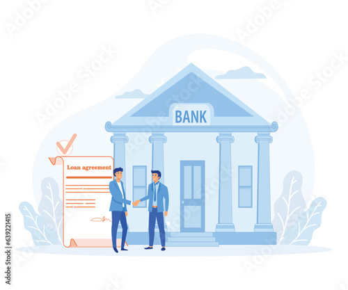 Loan agreements. ask for a loan from the bank, mortgage, debt or obligation, personal loan or financial support. flat vector modern illustration