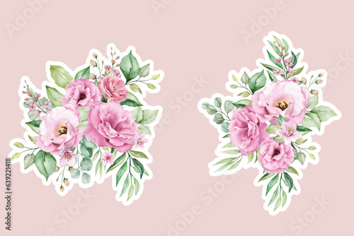 lisianthus flowers bouquets and branches stickers illustration