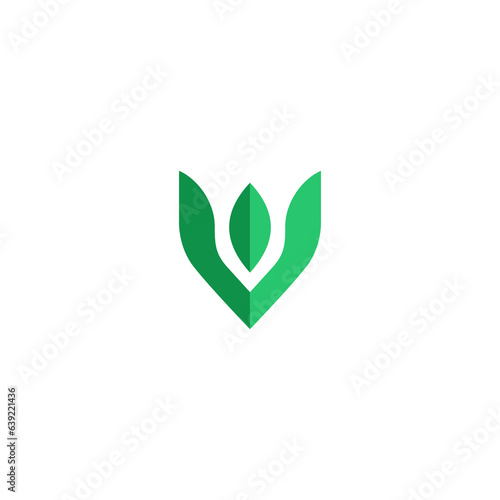 V leaf With Green Color Logo Design. V Icon Modern 