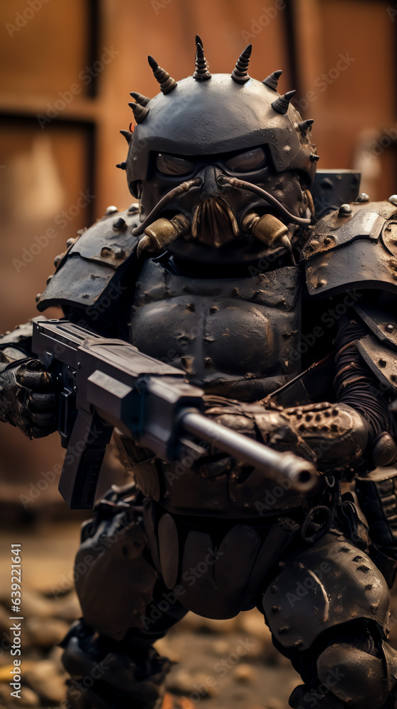 Beetle robot animal soldier with rifle. Generative AI