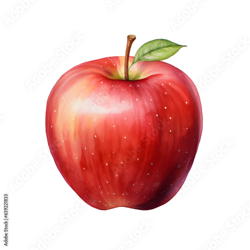 Red Apple isolated watercolor illustration on transparent background 