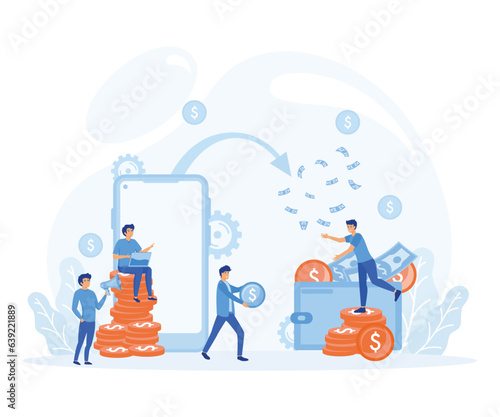 Financial transactions, non-cash payment transactions. NFC payment system, flat vector modern illustration