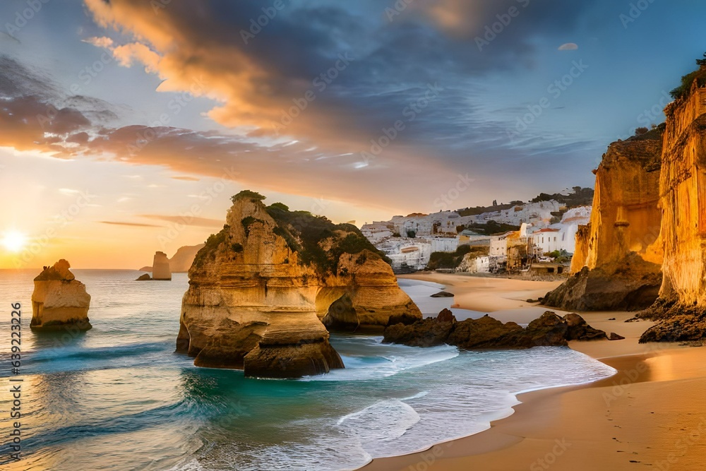 Beautiful bay near Lagos town, Algarve region, Portugal	
