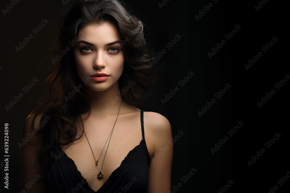 portrait of beautiful woman in black dress portrait of beautiful woman in black dress