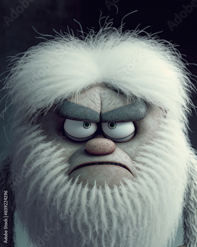 Yeti monster cartoon character. Generative Ai photo