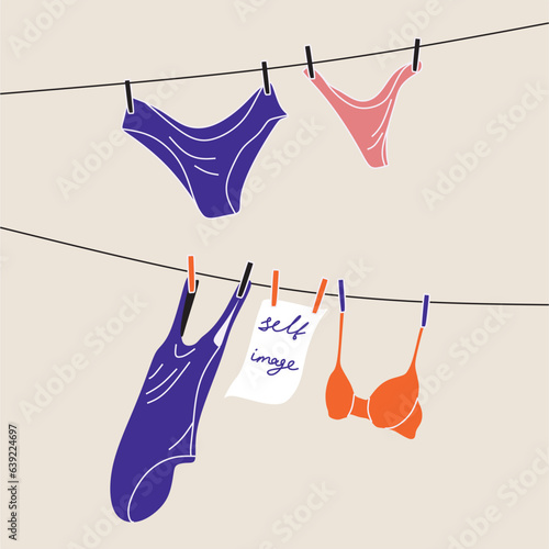 Underwear with laces one line Minimalist. Vector illustration. Continuous one line drawing.