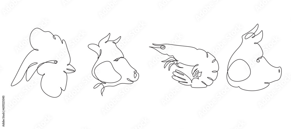 Animals one line Minimalist. Vector illustration. Continuous one line drawing. Animals one line Minimalist. Vector illustration. Continuous one line drawing.