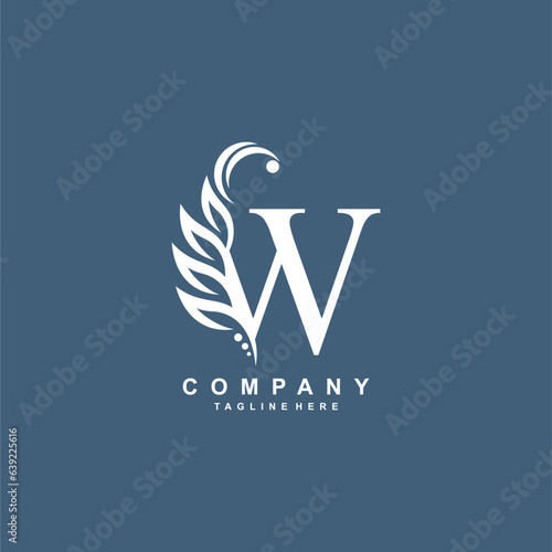 Premium monogram W initial letter logo design with luxury floral and leaf abc type logo. W icon, modern vintage nature illustration. suitable for logos of beauty, business, company, brand, boutique 