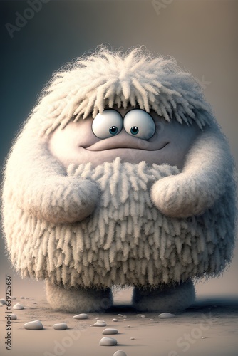 Yeti monster cartoon character. Generative Ai photo