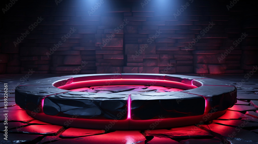 Fototapeta premium Moderm futuristic podium mockup. Blank pedestal for product, generative ai