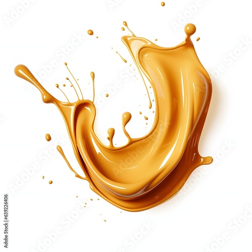 Caramel splash on white or transparent background