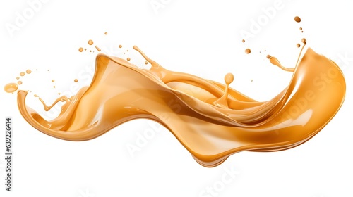Caramel splash on white or transparent background