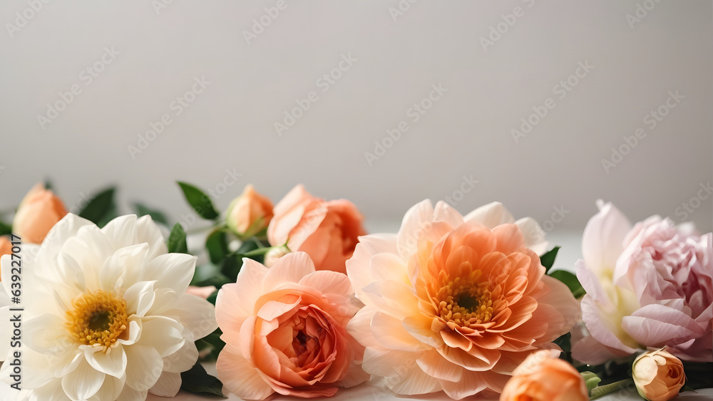 Bouquet of flowers on grey wall background Bouquet of flowers on grey wall background