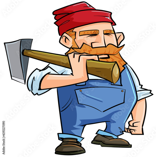 Cartoon Lumberjack with an axe. Created in vectors