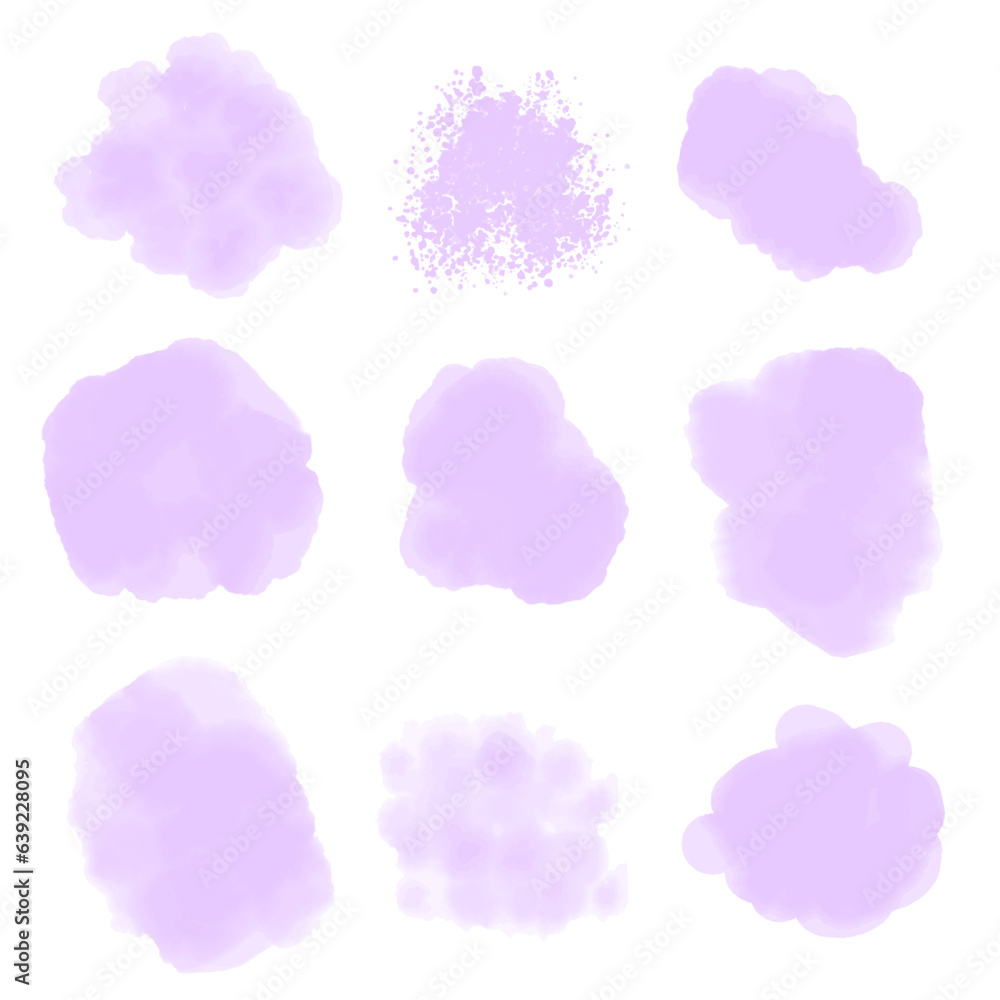 Light Blue Watercolor splotches and strokes isolated on white background. Editable Vector Illustration. 