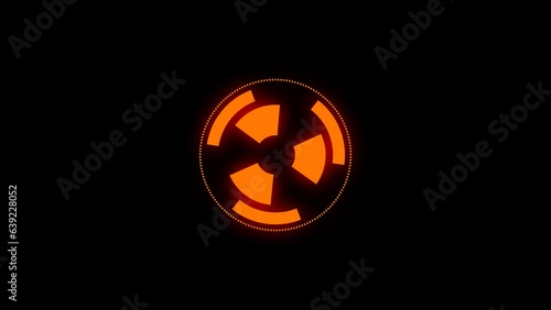 Hud neon icon spinning animation video with alpha channel.