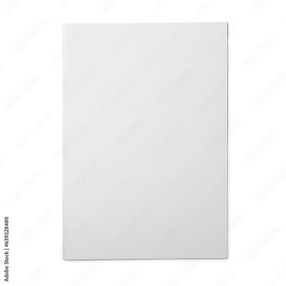 Close up view blank white tabloid paper isolated on white background. - obrazy, fototapety, plakaty 