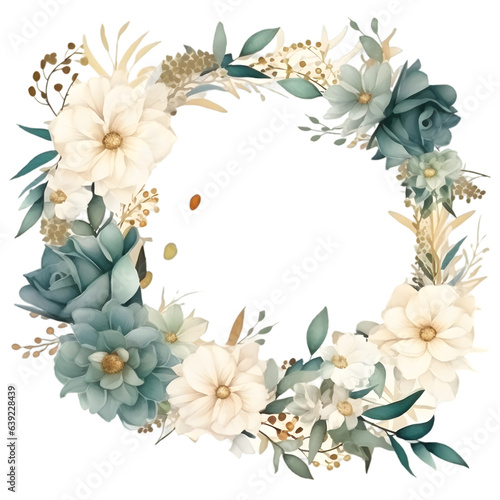 Floral wreath hand painted watercolor illustration isolated on transparent background