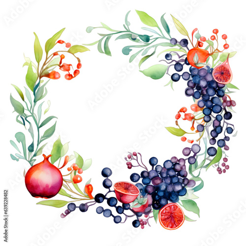 Floral wreath hand painted  watercolor illustration isolated on transparent background