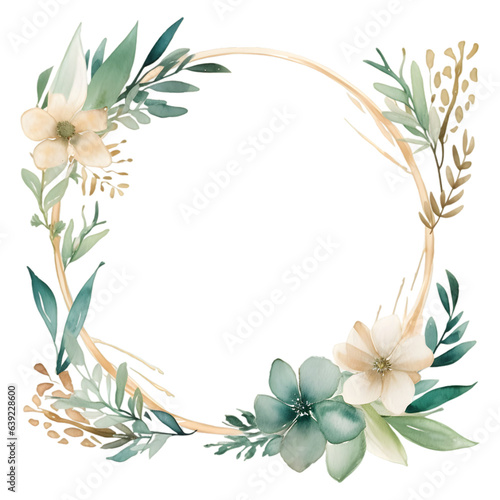 Floral wreath hand painted  watercolor illustration isolated on transparent background