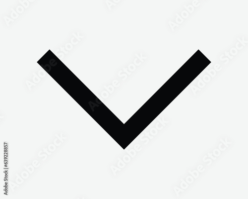 Caret Down Symbol Arrow Point Pointer Under South Underneath Bottom Black White Outline Shape Vector Clipart Graphic Illustration Artwork Sign Symbol