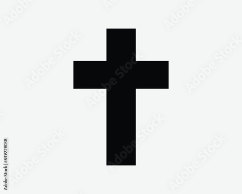Christian Cross Icon Christianity Faith Religion Jesus Holy Church Catholic God Christ  Black White Outline Shape Vector Clipart Artwork Sign Symbol