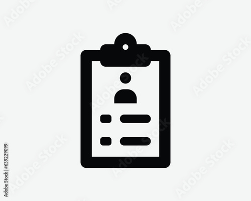 Clipboard Resume Icon Document File Portfolio Clip Board CV Job. Black White Outline Shape Vector Clipart Graphic Illustration Artwork Sign Symbol