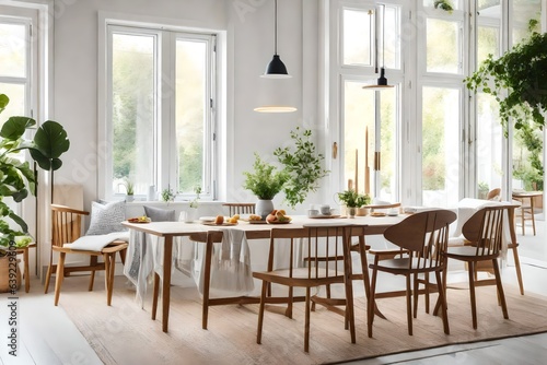 a charming breakfast nook with a Scandinavian dining set and plenty of natural light © Wardx
