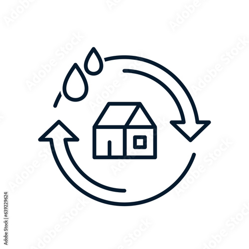 The concept of cleaning, water filtration, air humidification in the house. Vector icon isolated on white background.