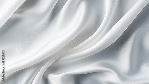 Closeup of rippled white silk fabric cloth lines.