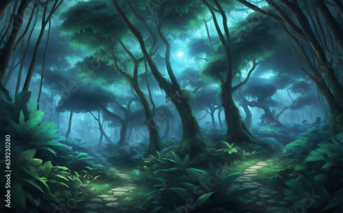 Fantasy trees forest HD wallpaper digital art