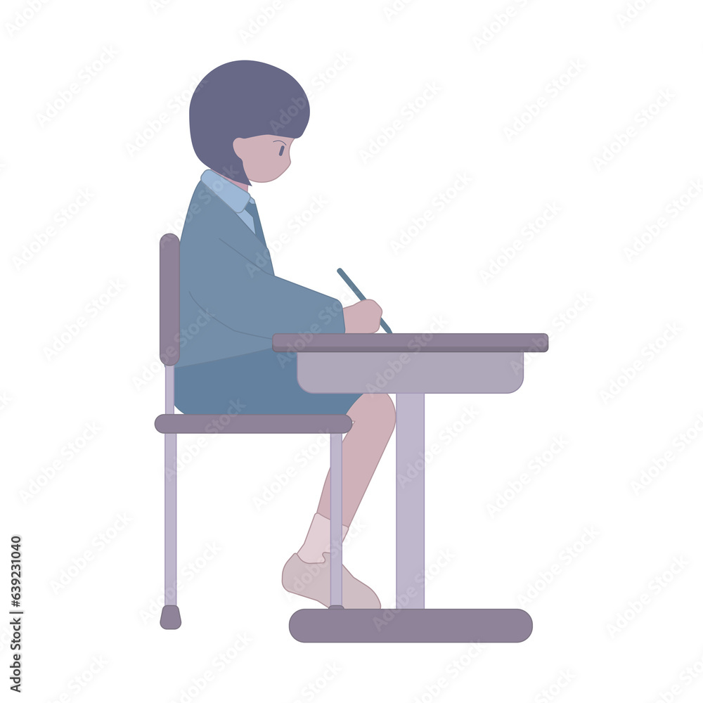 Student taking exam illustration Student taking exam illustration