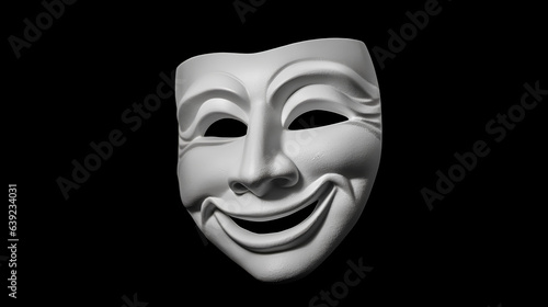 An empty white mask 3d illustration isolated on a black background.