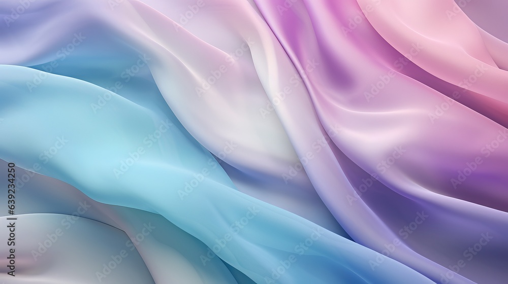 Shiny, color-changing smooth material gently floating on a white background. Shiny, color-changing smooth material gently floating on a white background.
