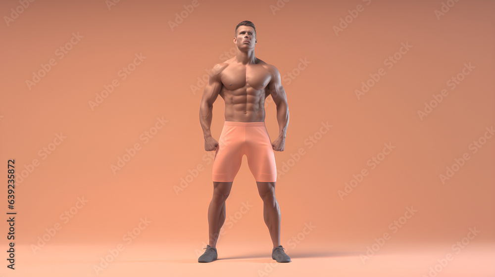 3D rendering : models with good physical shape in sportswear.