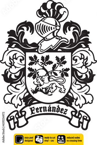 Escudo de Armas Sello Heráldico Apellido Fernández Heráldica Española Blasón Símbolo Antigua Familia Historia Genealogía